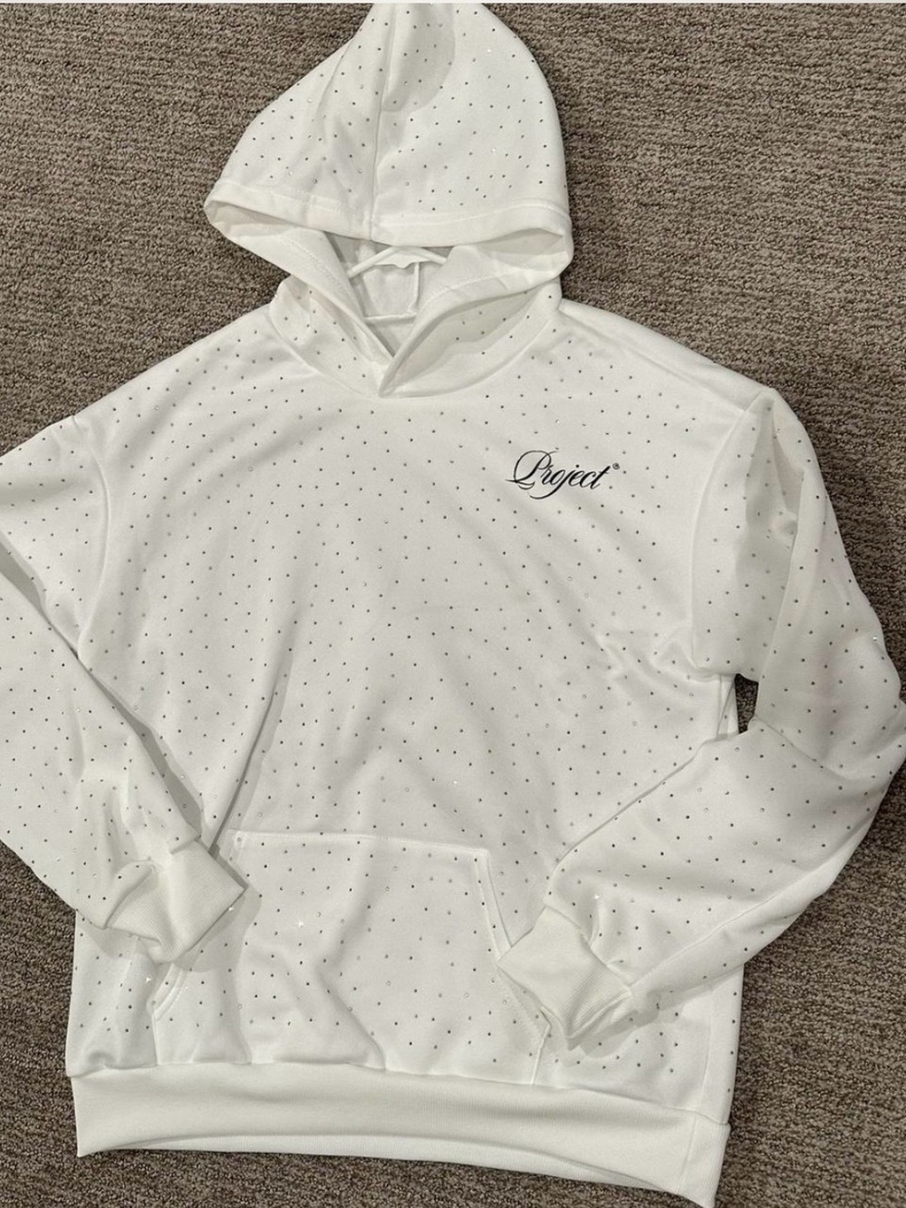 Y/Project White Crewneck Hoodie with Micro Dot Print